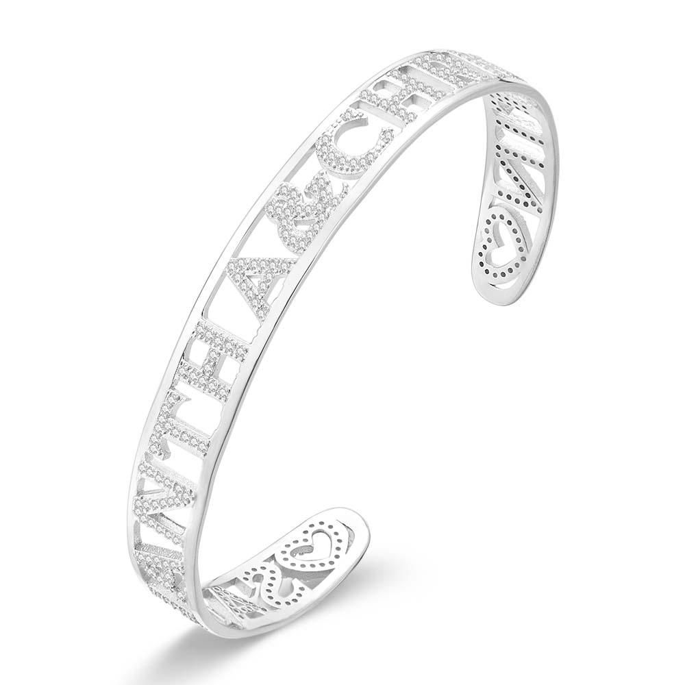 Crystal Name Bangle Personalized Rhinestone Zircon Bangle Perfect Gift for Your Girl - soufeelus