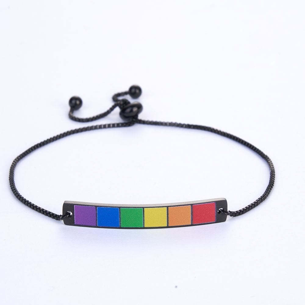 Custom Engraved Rainbow Bracelet With Custom Words Perfect Gift For Gays Queers On Pride's Day - soufeelus