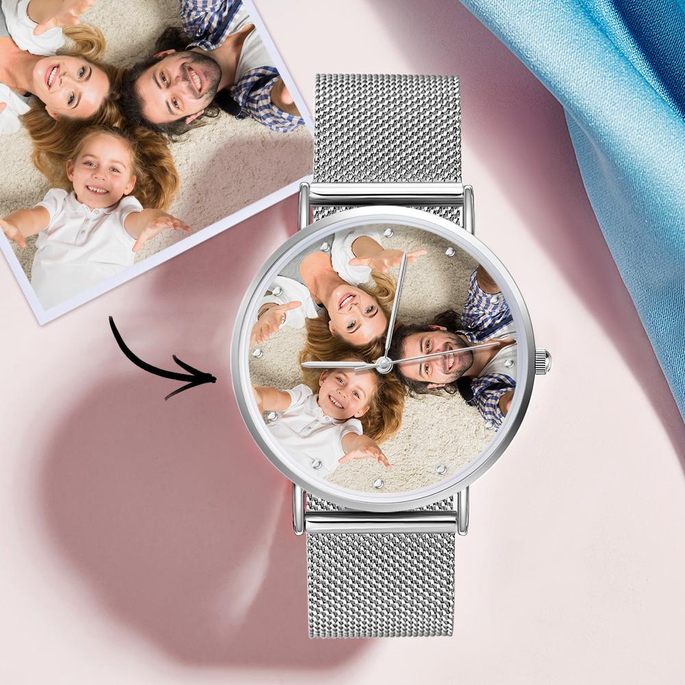 Engraved Woman Photo Watches With Alloy Strap