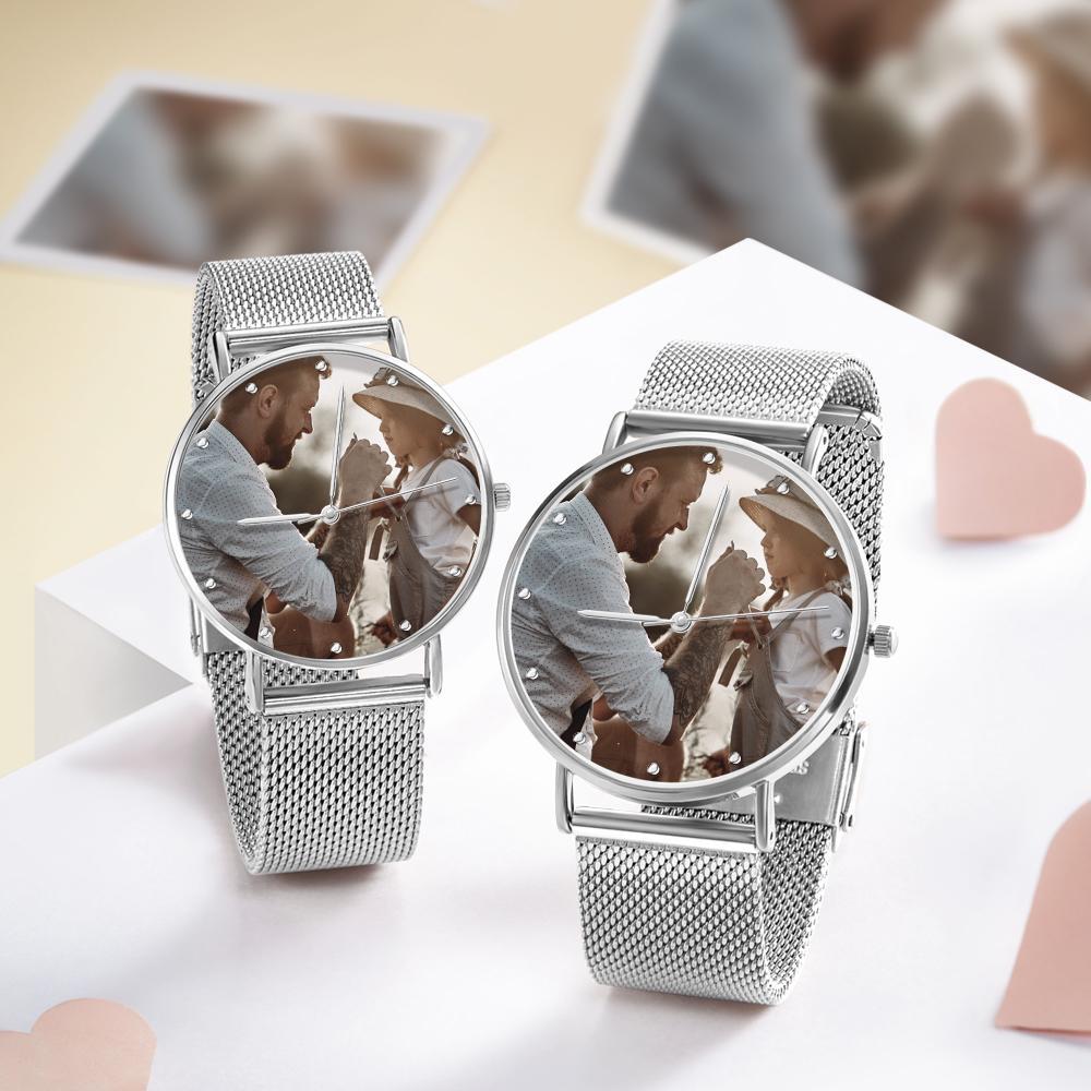 Engraved Woman Photo Watches With Alloy Strap