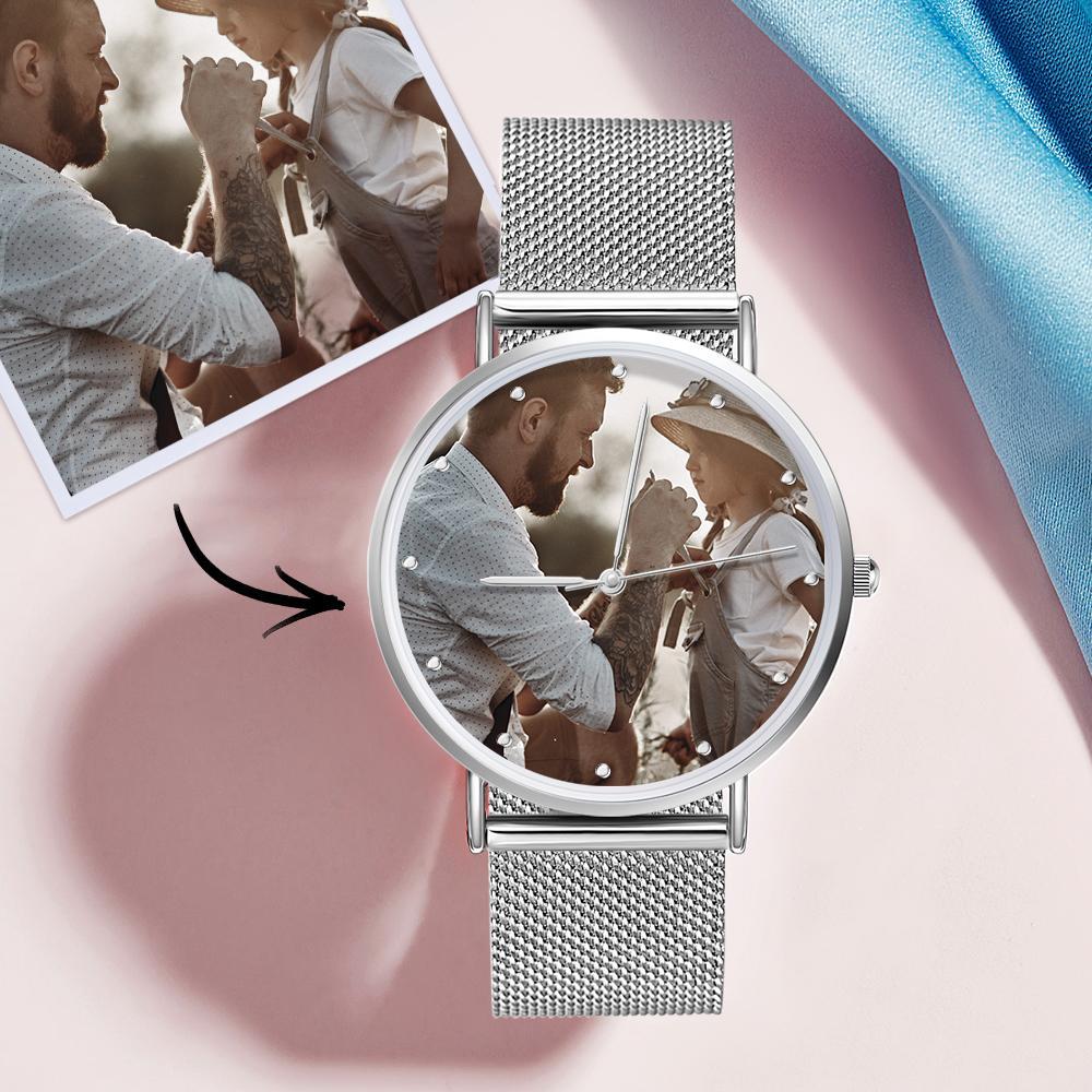 Engraved Woman Photo Watches With Alloy Strap