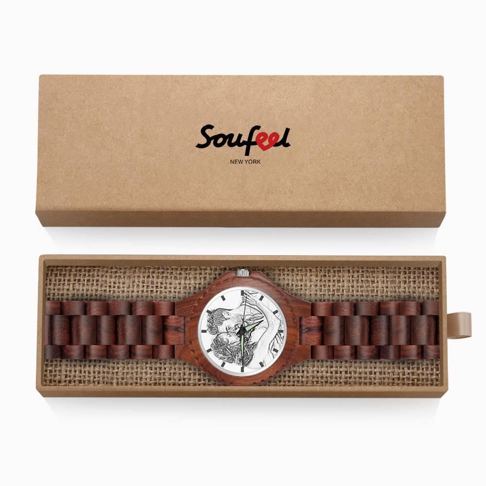 Unisex Photo Watch 48mm Wood Grain Strap - soufeelus