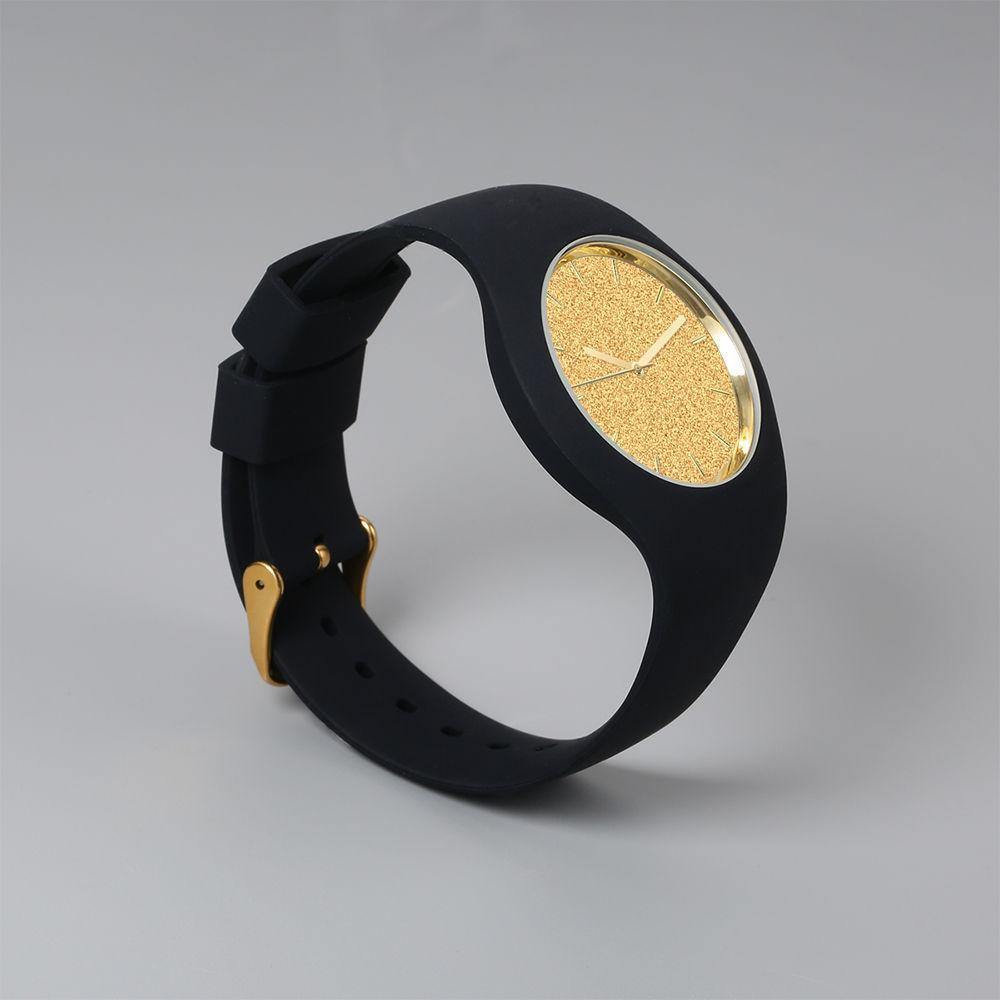 Unisex Silicone Engraved Watch Unisex Engraved Watch 41mm Black Strap - Golden - soufeelus