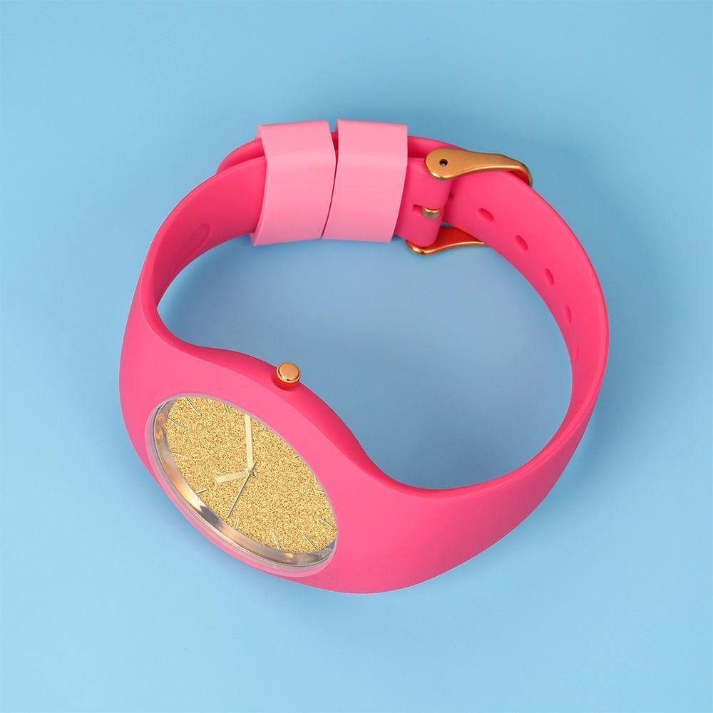 Unisex Silicone Engraved Watch Unisex Engraved Watch 41mm Pink Strap - Golden - soufeelus