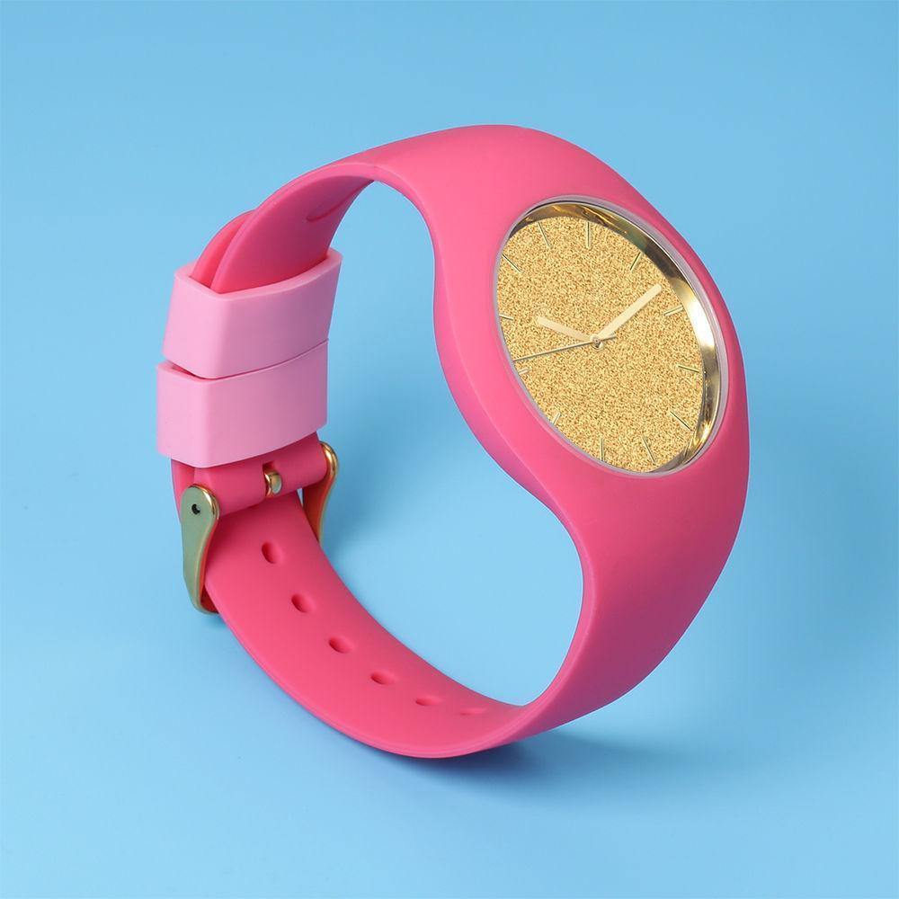 Unisex Silicone Engraved Watch Unisex Engraved Watch 41mm Pink Strap - Golden - soufeelus