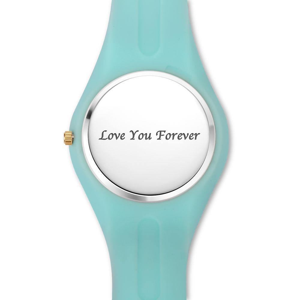 Unisex Silicone Engraved Watch Unisex Engraved Watch 41mm Pink and Blue Strap - Golden - soufeelus