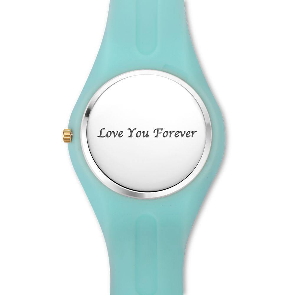 Unisex Silicone Engraved Watch Unisex Engraved Watch  41mm Pink and Blue Strap - Golden - soufeelus