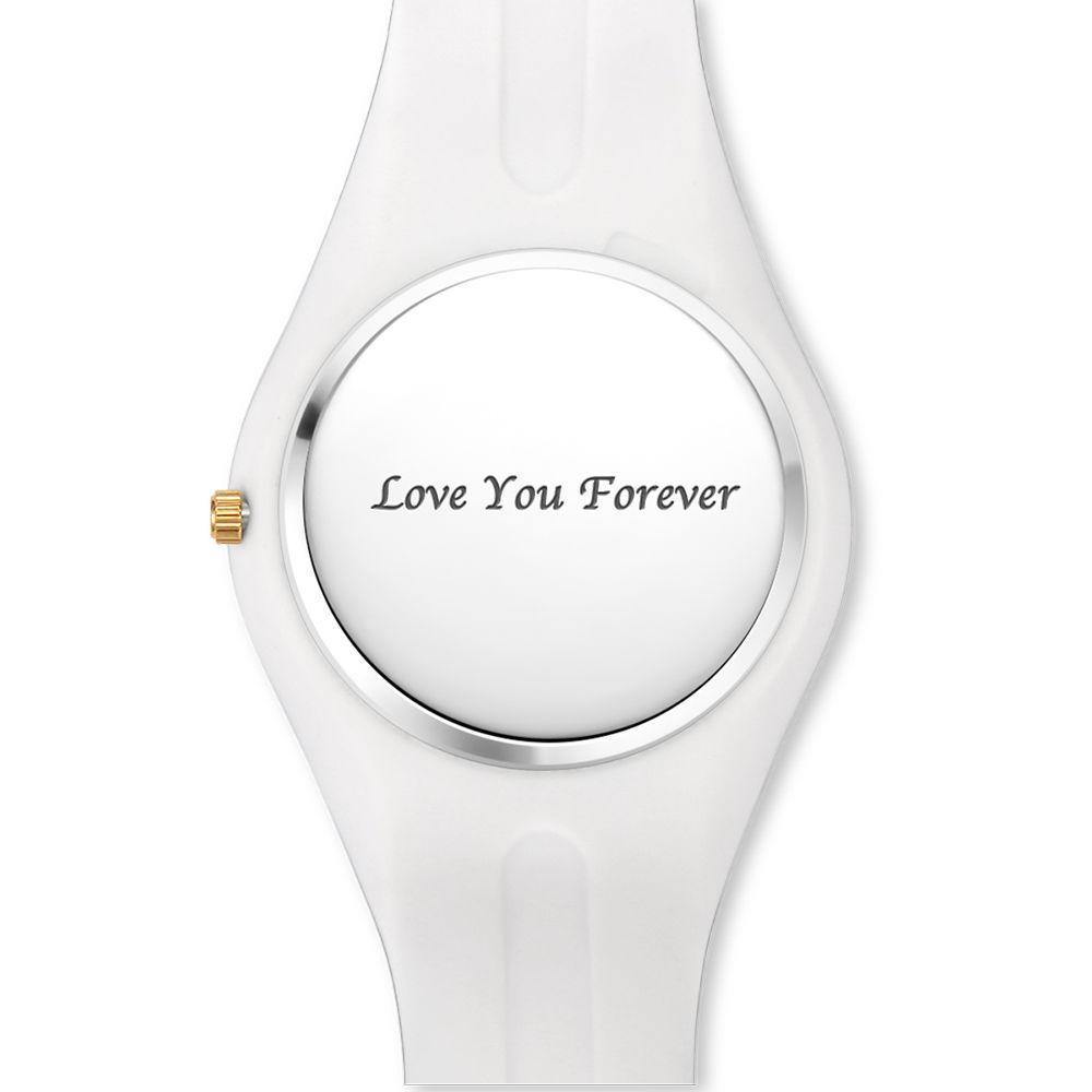 Unisex Silicone Engraved Watch Unisex Engraved Watch 41mm Blue and White Strap - Golden - soufeelus