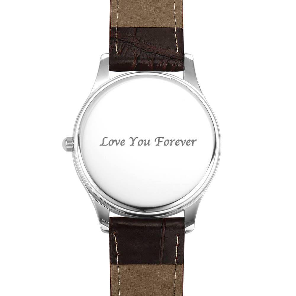 Women's Engraved Photo Watch 40mm Brown Leather Strap - Sketch - soufeelus