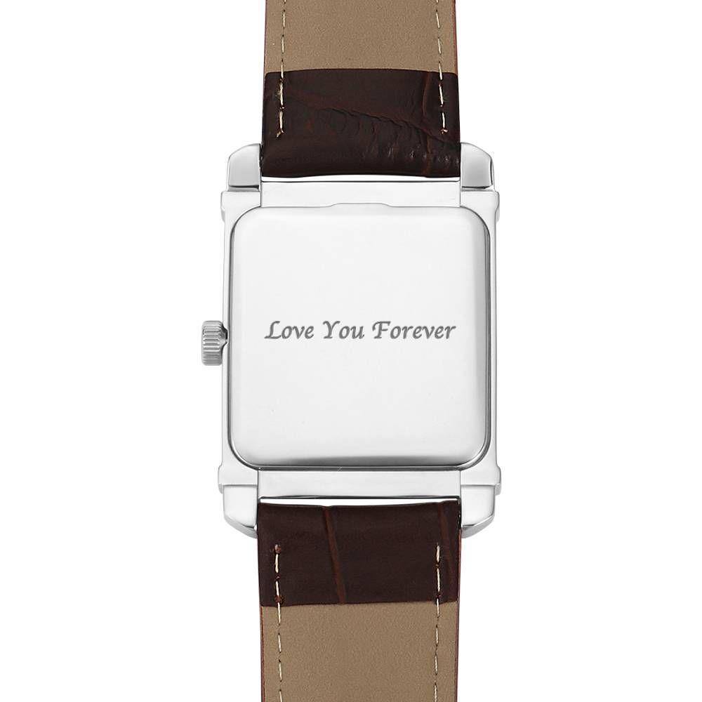 Men's Engraved Photo Watch 40*33mm Brown Leather Strap - Sketch - soufeelus