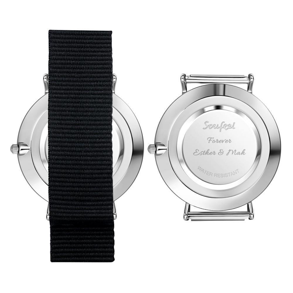 Personalized Engraved Watch, Custom Your Own Photo Watch with Black Strap - soufeelus