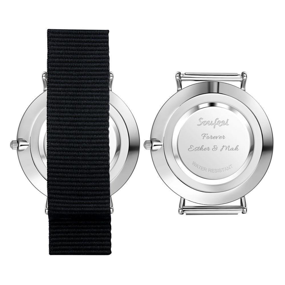 Photo Engraved Watch, Custom Photo Watch with Black Strap - Women - soufeelus