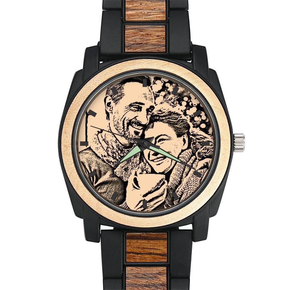 Personalized Engraved Watch, Photo Watch with Red Alloy Strap
