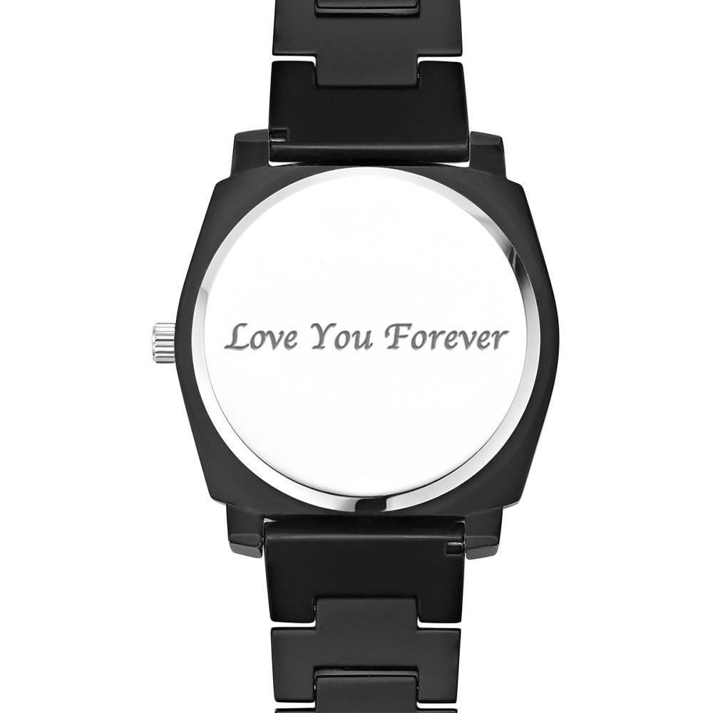 Personalized Engraved Watch, Photo Watch with Red Alloy Strap