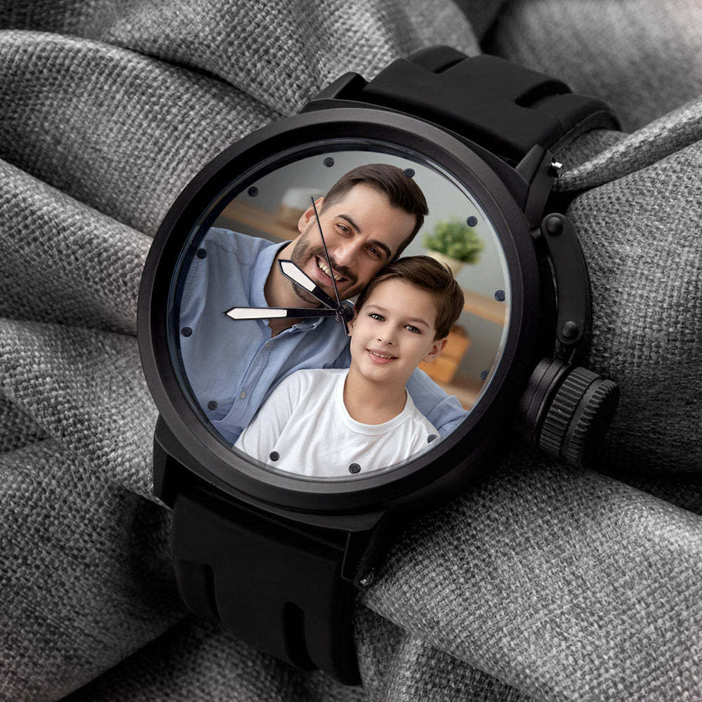 Custom Men's Photo Watch Family Sport Plastic Strap Watch Father's Day Gift