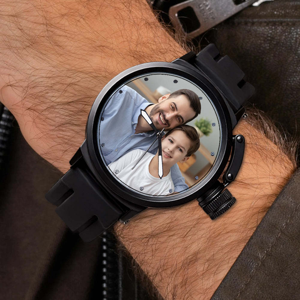 Custom Men's Photo Watch Family Sport Plastic Strap Watch Father's Day Gift