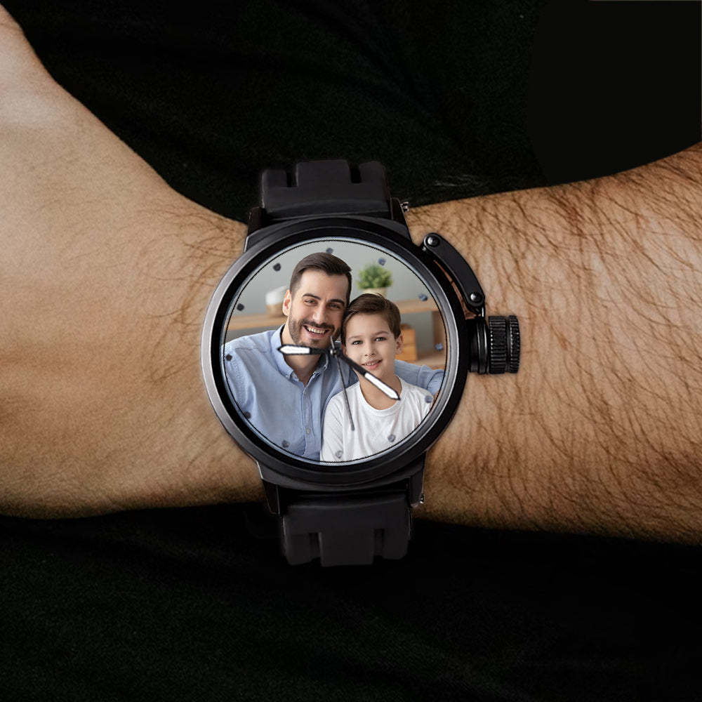 Custom Men's Photo Watch Family Sport Plastic Strap Watch Father's Day Gift