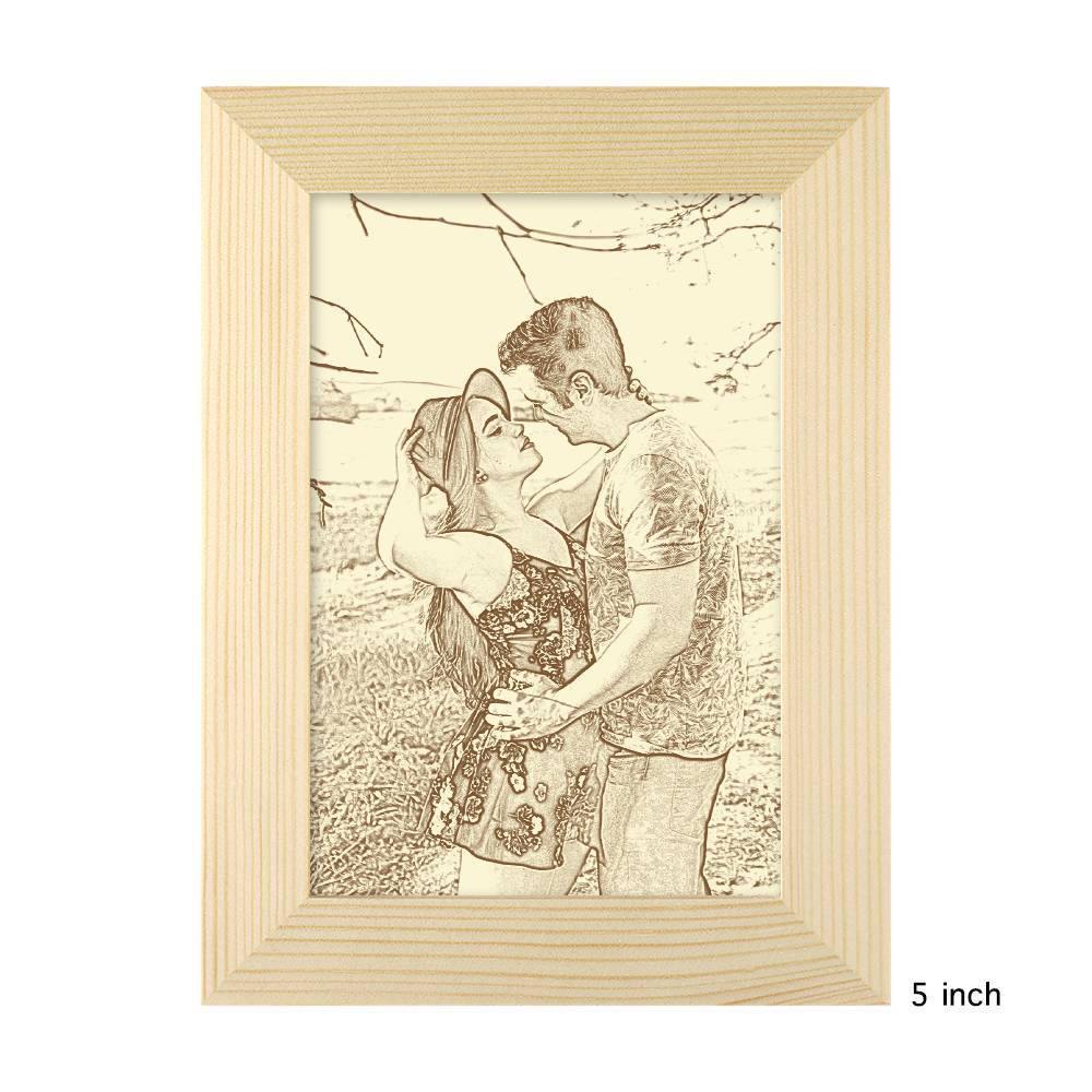 Wooden Custom Photo Frame Sketch Effect 5 Inches - soufeelus
