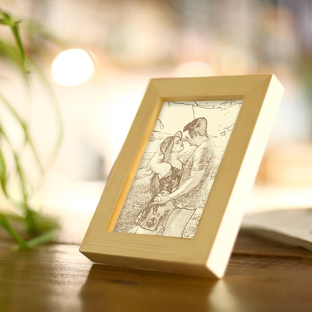 Wooden Custom Photo Frame Sketch Effect 5 Inches - soufeelus