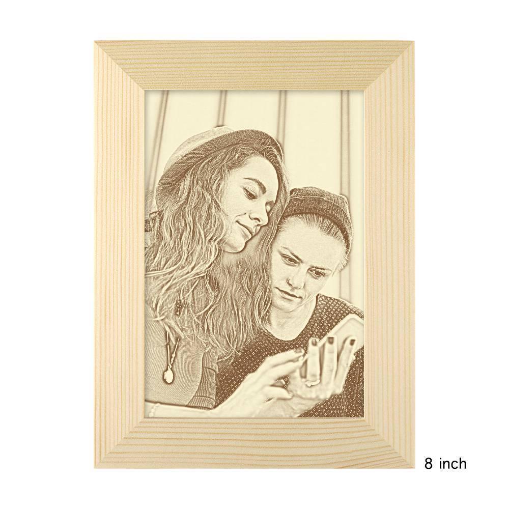 Custom Photo Frame Wooden Sketch Effect 8 Inches - Best Friends - soufeelus