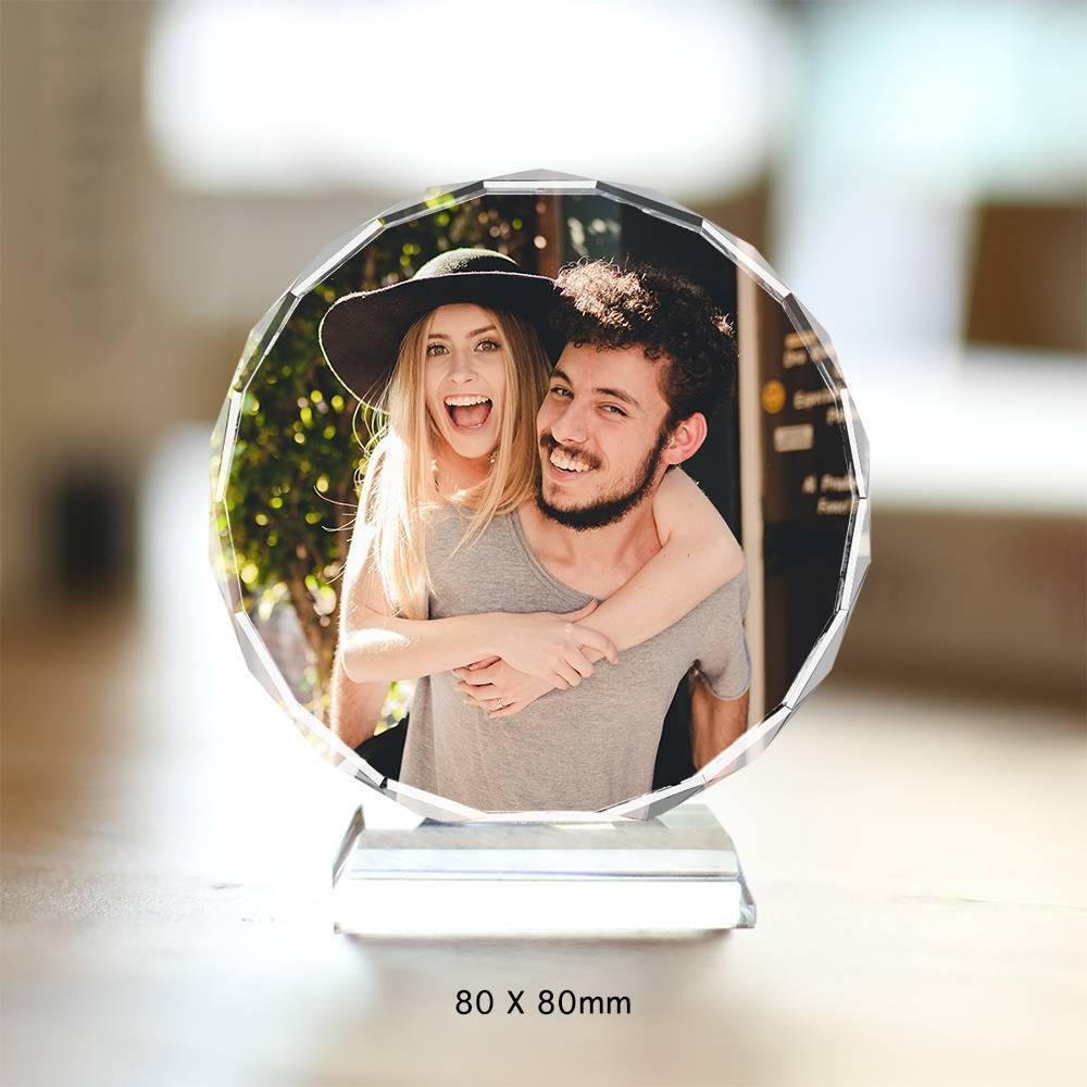 Custom Crystal Photo Frame Round 80mm Keepsake Gift - soufeelus