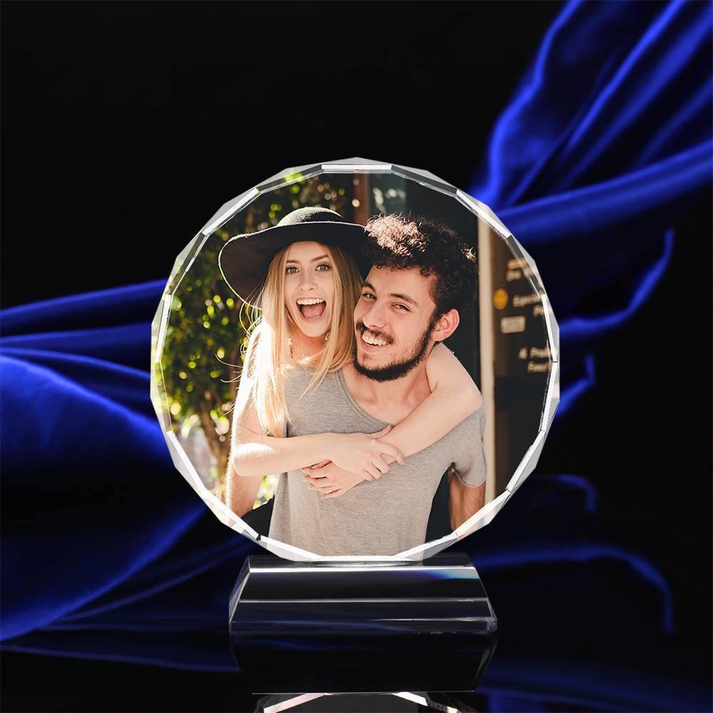 Custom Crystal Photo Frame Round 80mm Keepsake Gift - soufeelus