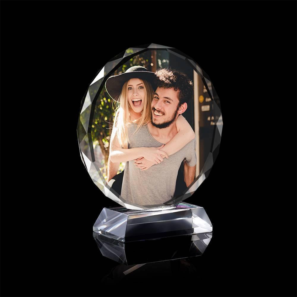 Custom Crystal Photo Frame Round 80mm Keepsake Gift - soufeelus