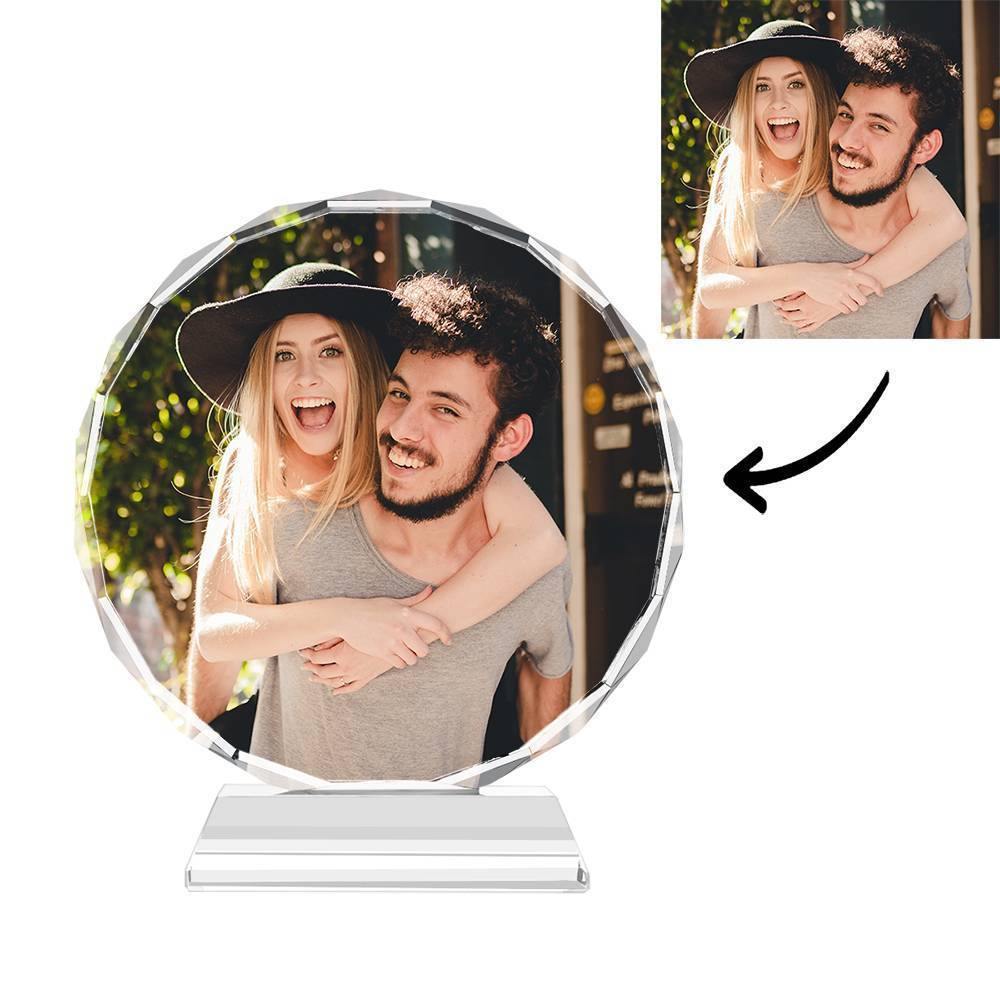 Custom Crystal Photo Frame Round 80mm Keepsake Gift - soufeelus