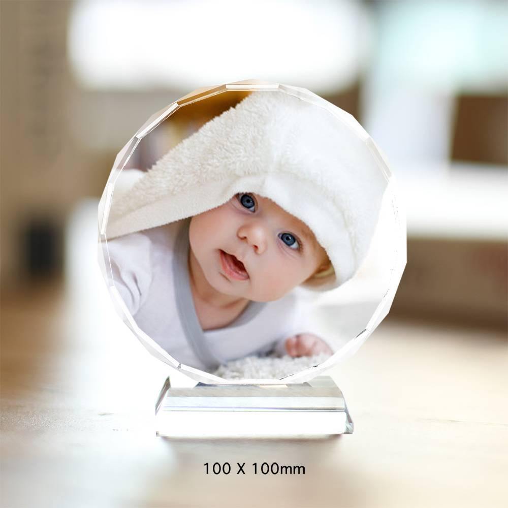 Custom Crystal Photo Frame Round Memorial Gift 100mm - soufeelus