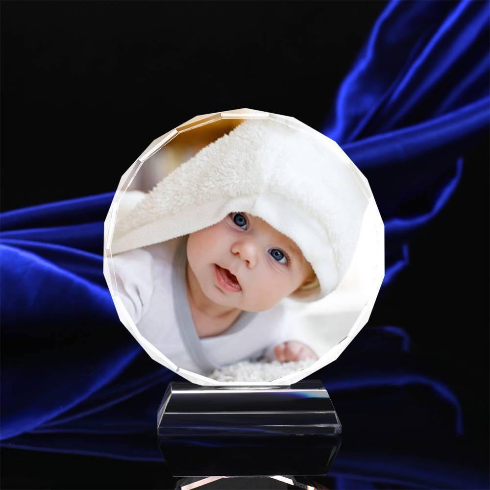 Custom Crystal Photo Frame Round Memorial Gift 100mm - soufeelus