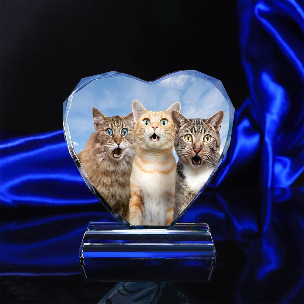 Custom Crystal Photo Frame Heart Shape Illuminate Cute Pet - soufeelus