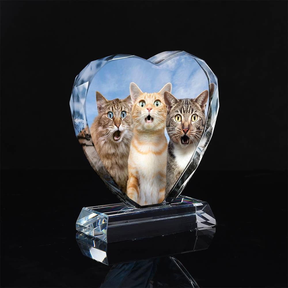 Custom Crystal Photo Frame Heart Shape Illuminate Cute Pet - soufeelus
