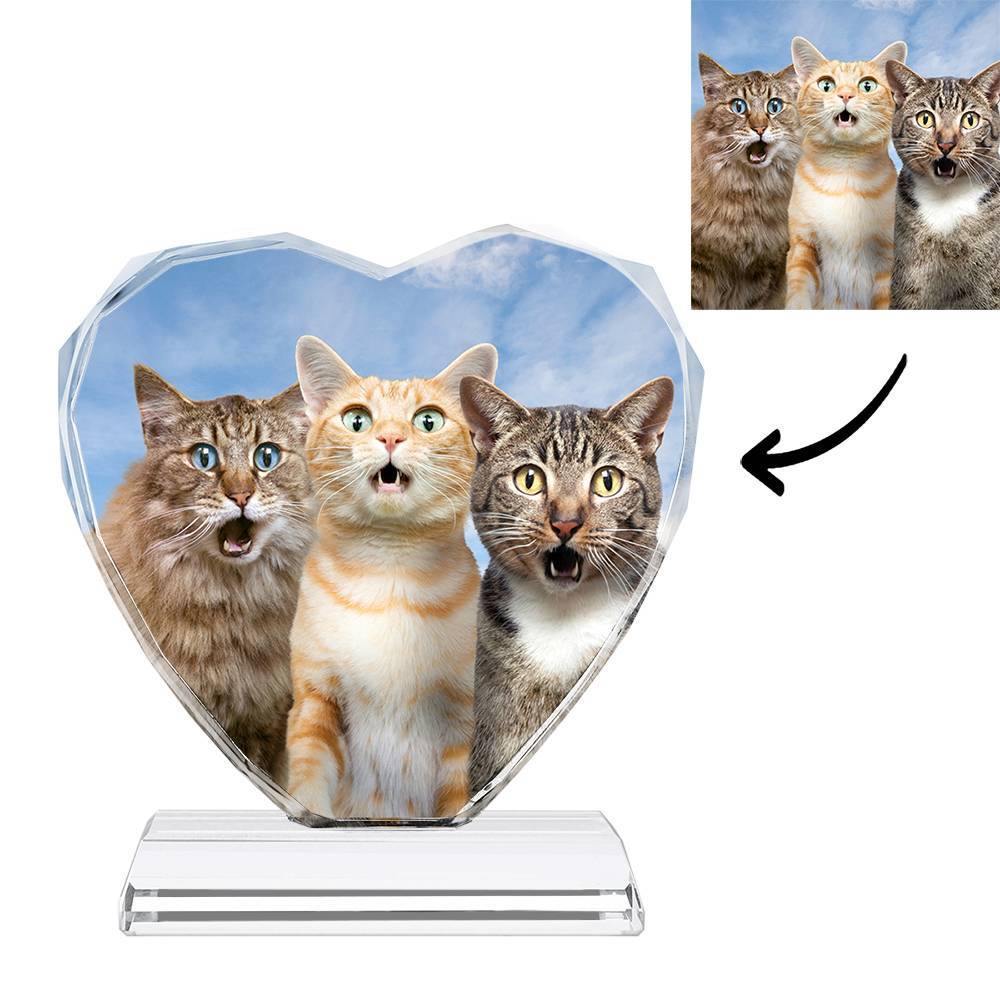 Custom Crystal Photo Frame Heart Shape Illuminate Cute Pet - soufeelus