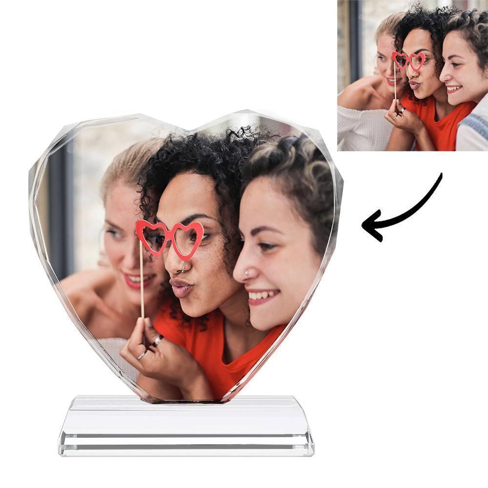 Custom Crystal Photo Frame Heart Shape Illuminate Best Friends - soufeelus
