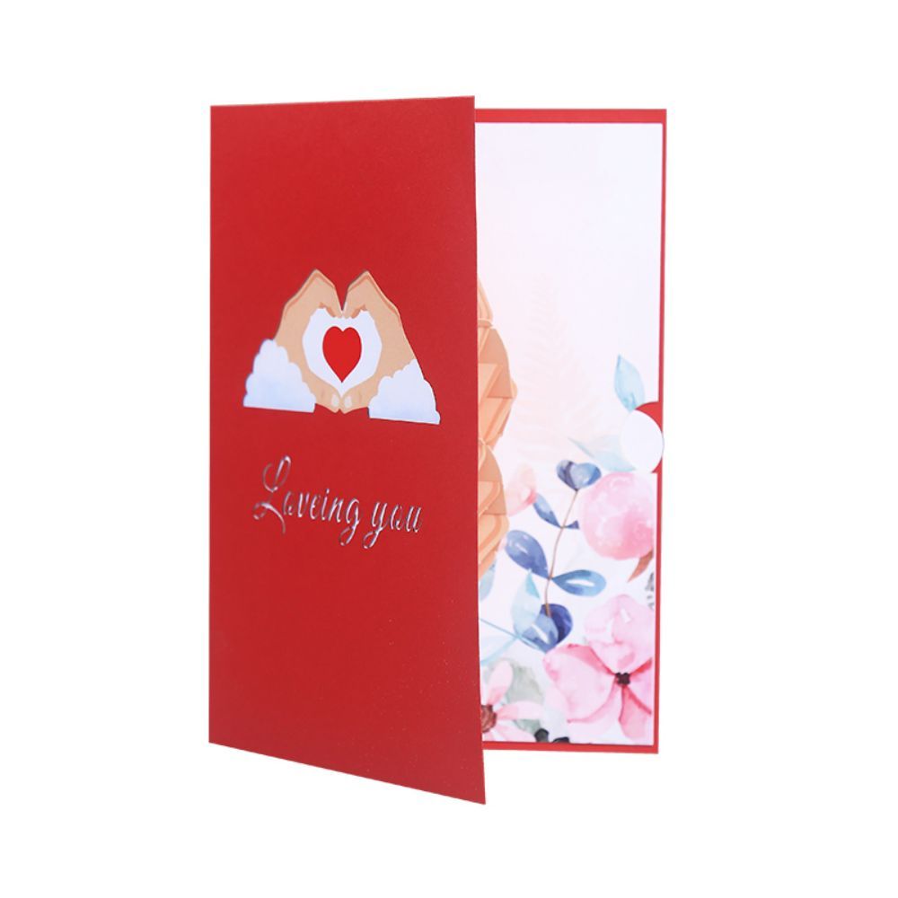 3D Creative Valentine's Day Pop Up Card Love In Hand Palm Pop Up Greeting Card - soufeelus