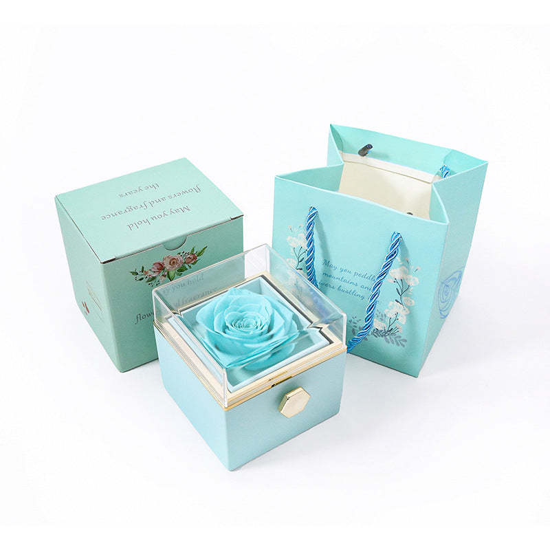 Reversible Preserved Flower Jewelry Box Blue - soufeelus