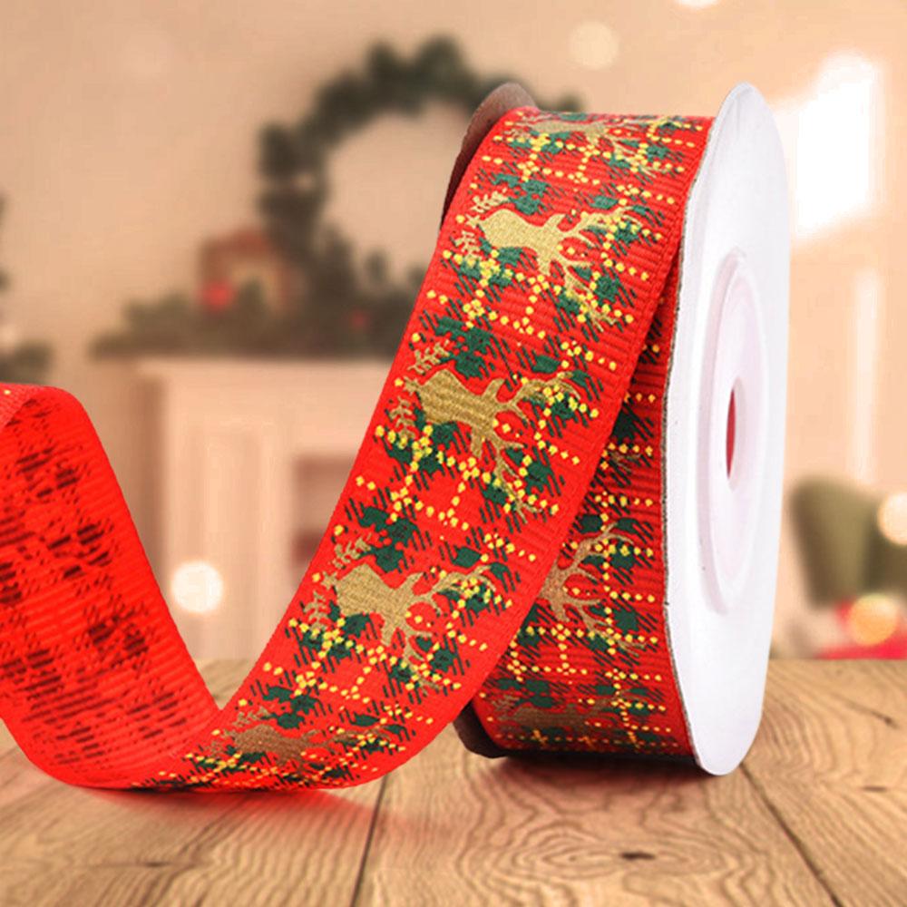 Christmas Holiday Decorations Christmas Golden Deer Ribbon For Gift Wrapping