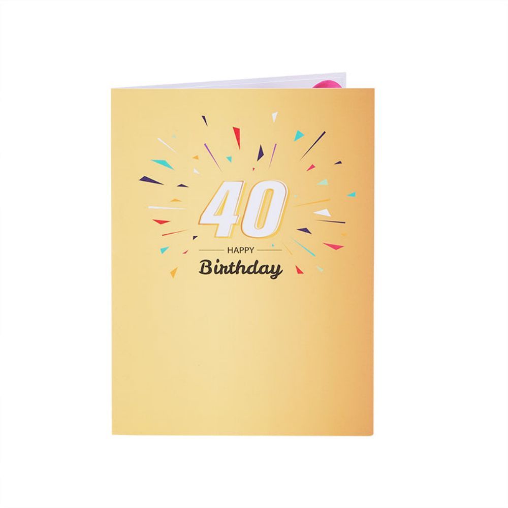 Lights and Music 40th Happy Birthday 3D Pop Up Greeting Card for Her or Him - soufeelus