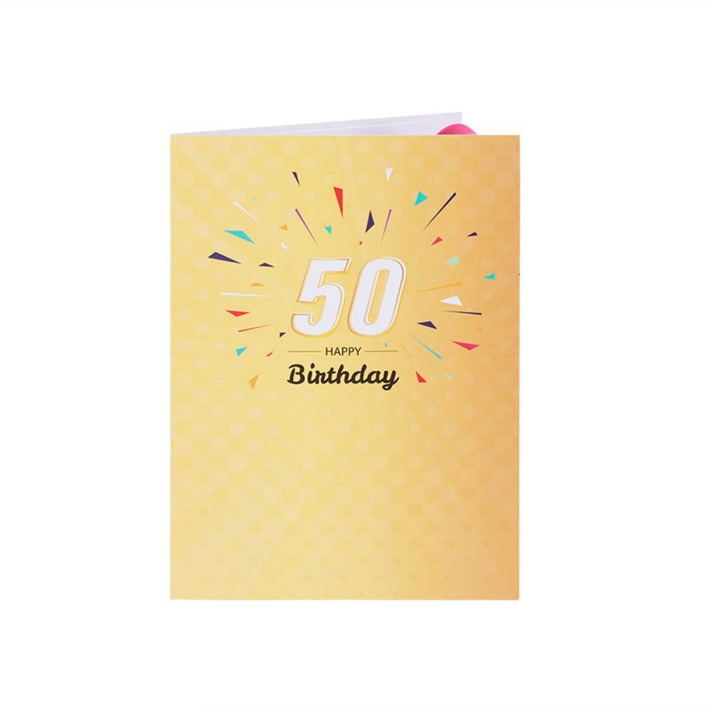 Lights and Music 50th Happy Birthday 3D Pop Up Greeting Card for Her or Him - soufeelus