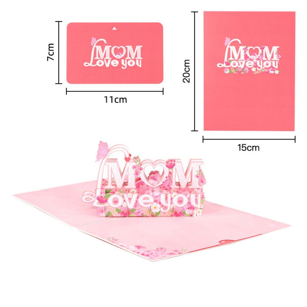 Love You Mom 3D Pop Up Greeting Card for Mother's Day - soufeelus