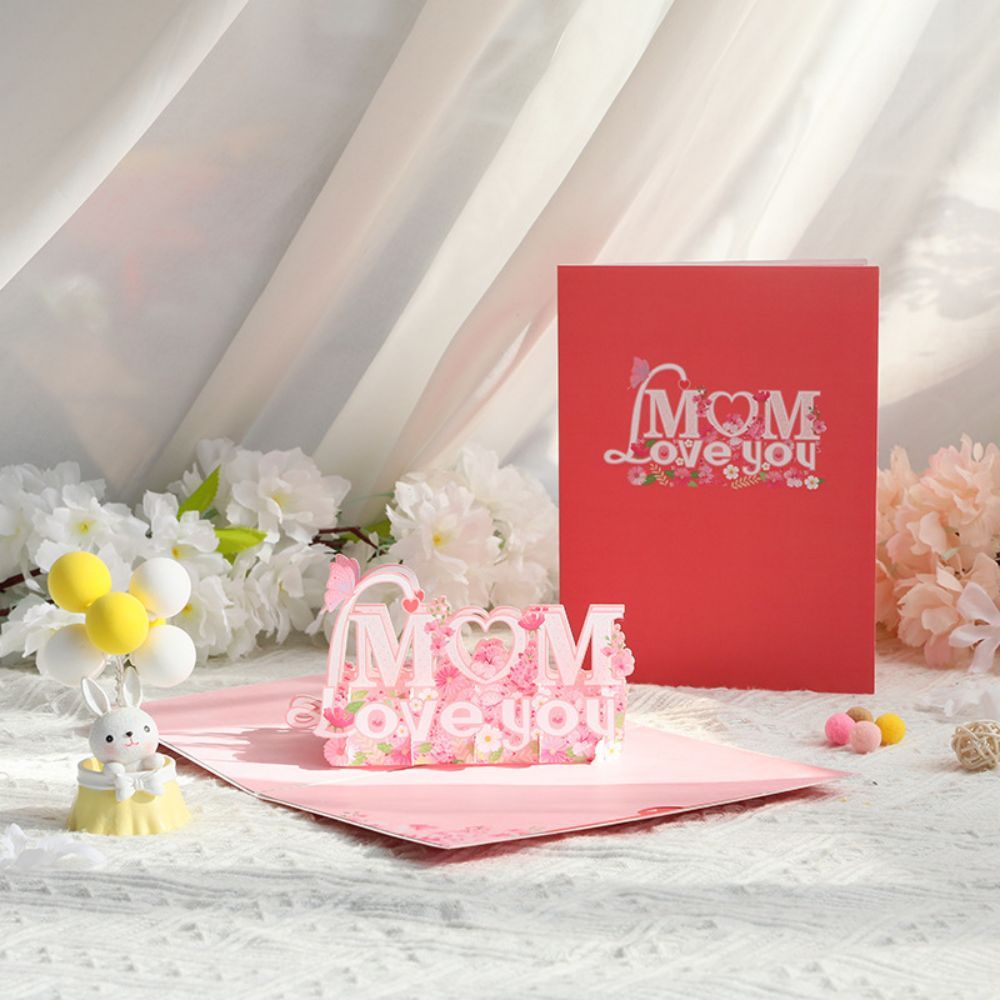Love You Mom 3D Pop Up Greeting Card for Mother's Day - soufeelus
