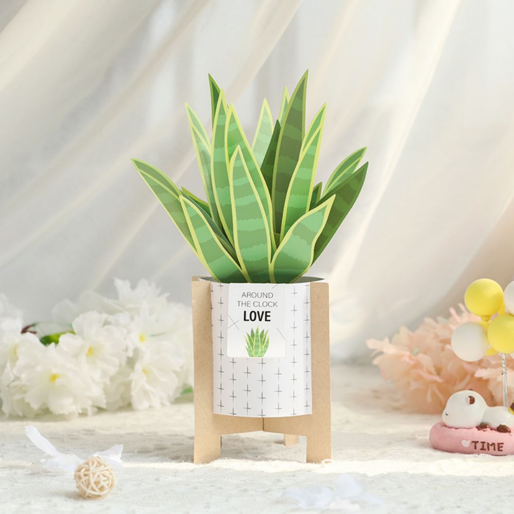 Tiger Piran Potted Plant 3D Pop Up Greeting Card - soufeelus