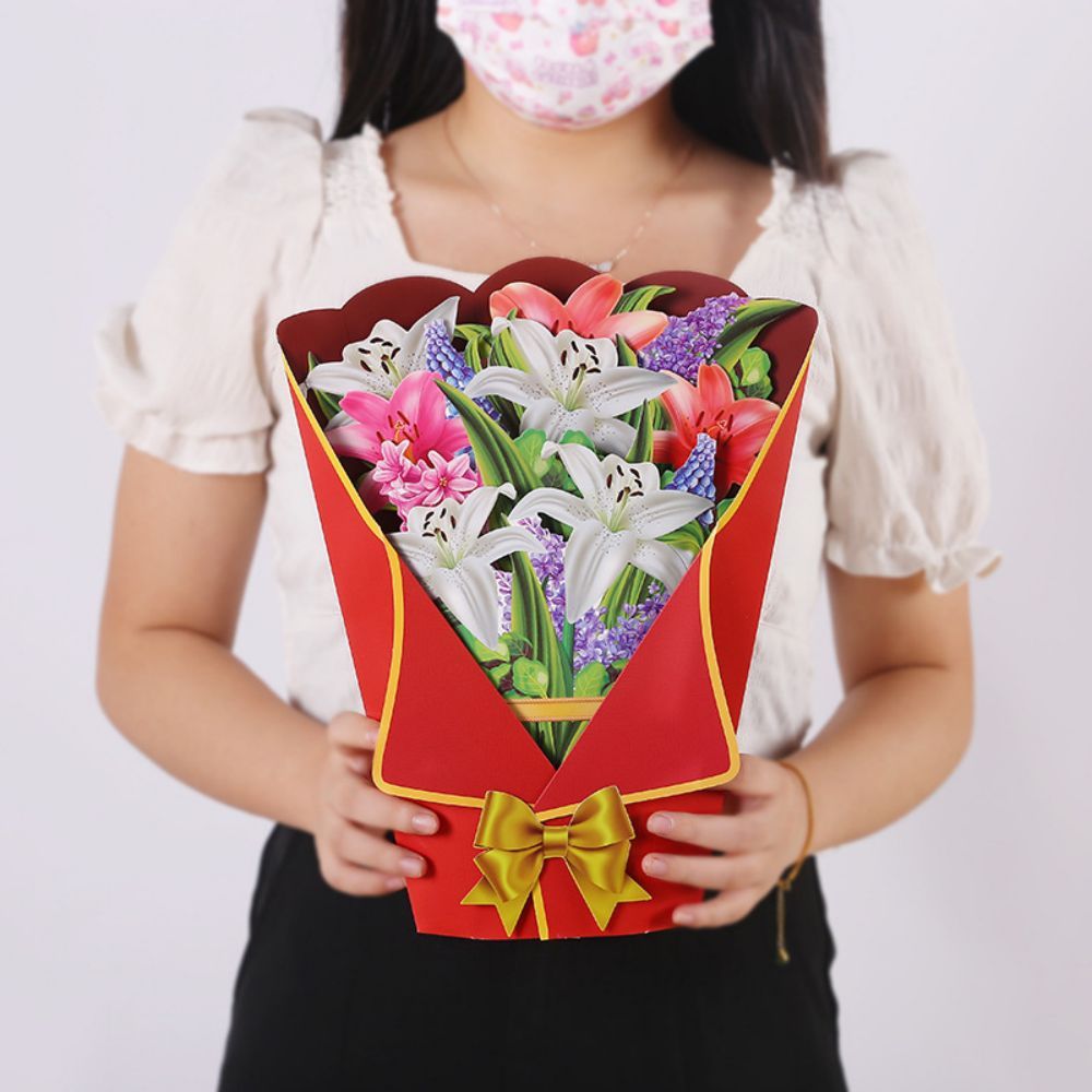 Lily 3D Pop Up Greeting Card Flower Bouquet Pop Up Card - soufeelus