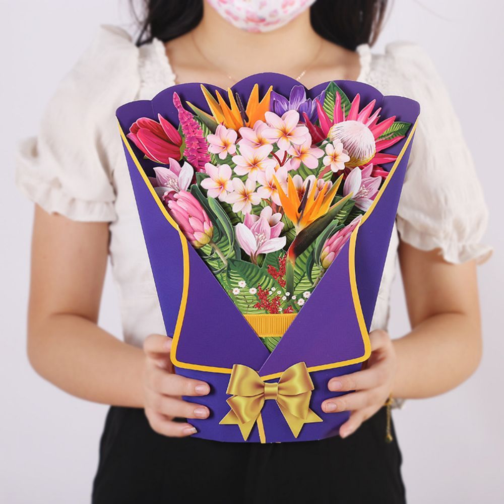 Heaven Bird 3D Pop Up Greeting Card Flower Bouquet Pop Up Card - soufeelus