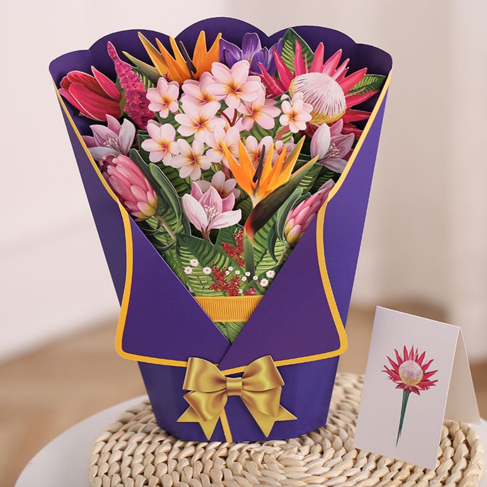 Heaven Bird 3D Pop Up Greeting Card Flower Bouquet Pop Up Card - soufeelus