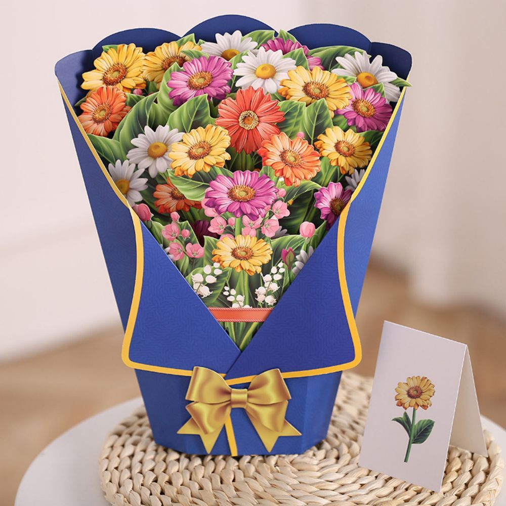 Little Daisy 3D Pop Up Greeting Card Flower Bouquet Pop Up Card - soufeelus