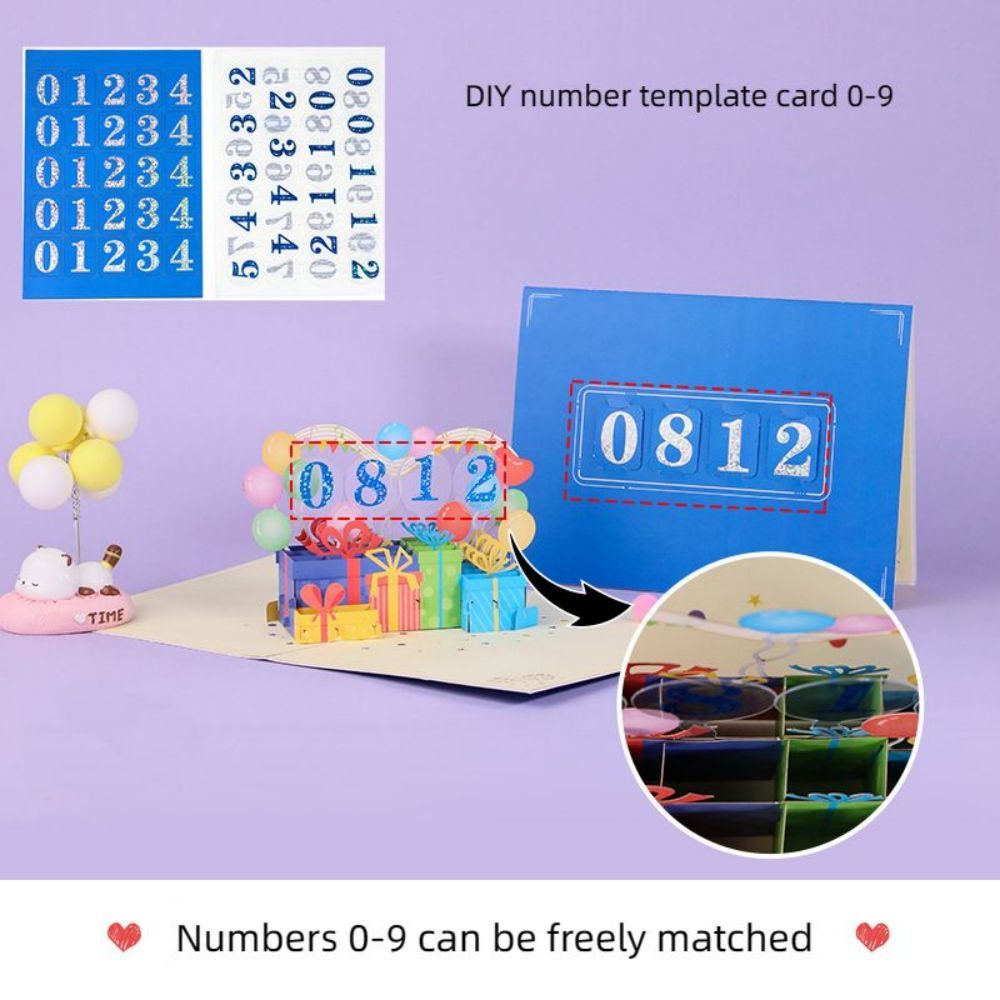 DIY Number Gift Box 3D Pop Up Greeting Card Birthday Gift Commemorative Gift - soufeelus