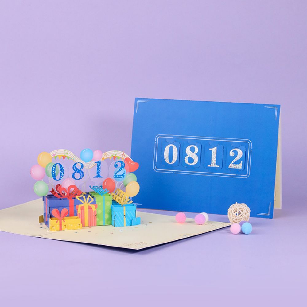 DIY Number Gift Box 3D Pop Up Greeting Card Birthday Gift Commemorative Gift - soufeelus