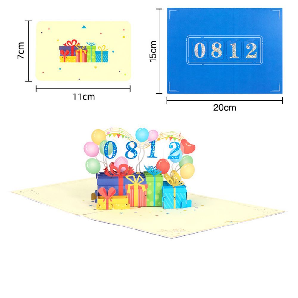 DIY Number Gift Box 3D Pop Up Greeting Card Birthday Gift Commemorative Gift - soufeelus