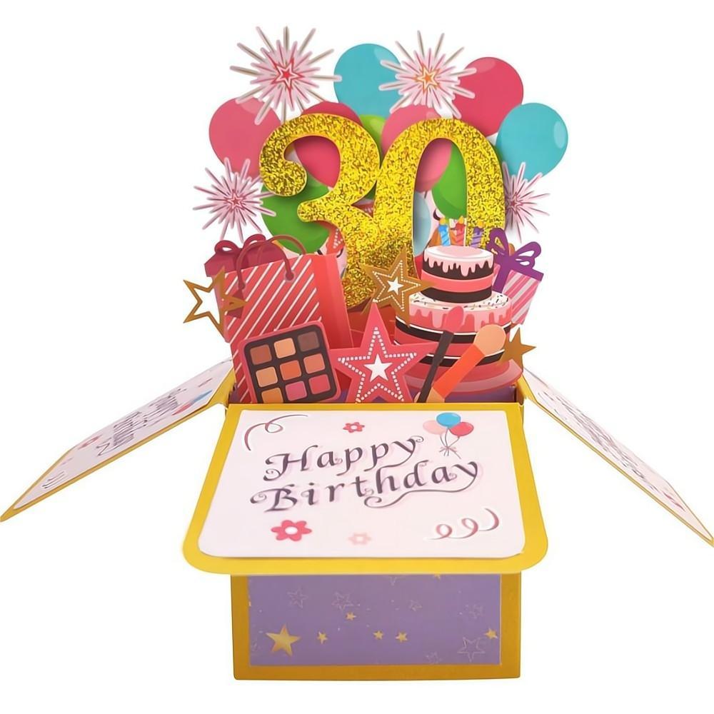 Birthday Pop Up Box Card 30th Birthday 3D Pop Up Greeting Card - soufeelus